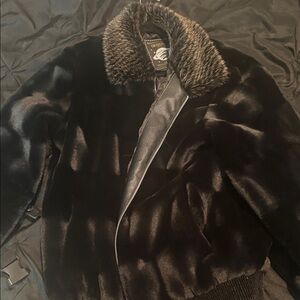 Milano Black Bomber Jacket with Fur Collar